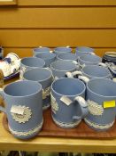 A collection of Wedgwood Jasperware Christmas mugs
