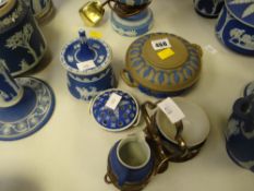 A parcel of Wedgwood Jasperware including brown covered dish with twin-handles and overlaid blue,