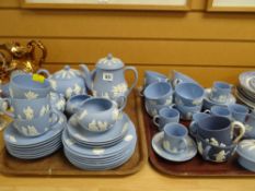 A Wedgwood blue Jasperware tea service in the classical style and a quantity of smaller associated