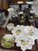 A parcel of mixed pottery including three section floral hors d'oeuvre dish together with an