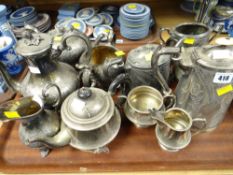 A quantity of bright-cut EPNS and other tea ware