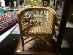 A child's wicker chair