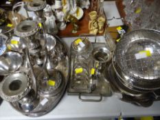 Parcel of EPNS, gallery tray, candelabra, sardine dish etc