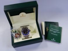 A ROLEX OYSTER PERPETUAL DATE GMT-MARINER II SUPERLATIVE CHRONOMETER with chrome bracelet, black di
