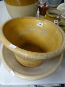 A pair of glazed stoneware pottery dairy pails