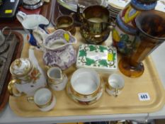 Parcel of mixed items including Noritake cabinet tea set, 'Oriental basket' pouch, gaudy Welsh jug