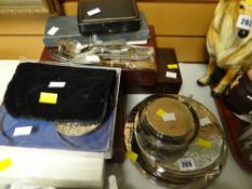 A parcel of boxed and loose cutlery together with EPNS table mats