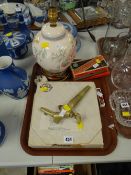 Parcel of mixed items including Rolls Razor, Golfing Rule Book, lamp etc