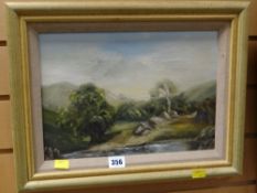 I Dodd oil on board - landscape entitled verso 'Above Aberglaslyn, Beddgelert', artist's details