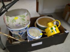 A box of pottery planters etc