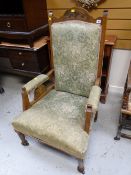 A semi-upholstered elbow chair