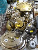 A parcel of mixed metalware including Mappin & Webb teapot etc