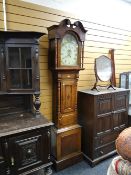 A country longcase clock with painted dial and oak case