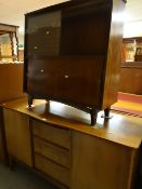 A retro sliding door bookcase, similar raised standing sideboard