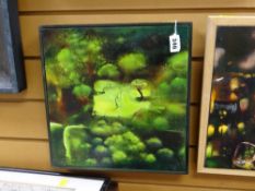 Sara Philpott oil on board - landscape entitled 'The Clearing', signed verso and dated 2013