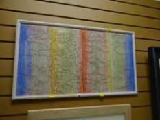 Peter Jones ink and string on board with watercolour - abstract entitled verso 'Morphic Resonance,