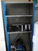 A painted steel adjustable workshop shelving unit