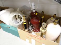 Collection of various table lamps and shades