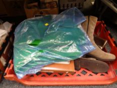 Ladies suede footwear, boxed towels etc