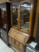 A good vintage barley-twist bureau bookcase