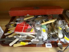 A tray of various flatware (some boxed)