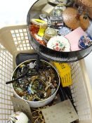 A parcel of costume jewellery and other collectables including Swarovski-type crystal ornaments,