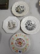 Four possibly Swansea cockle plates from the early nineteenth century, two with black & white
