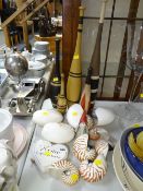 Set of ornamental decorative jugglers clubs, sea shells