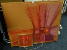 Dorothy Wooding - two batik-style hanging collages entitled 'Brazilia' & 'Red Panel'