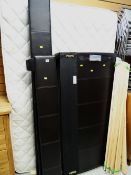 A brown faux leather double bed frame together with mattress