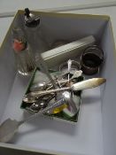 Parcel of various hallmarked silver spoons, napkin rings and silver collared bottles etc