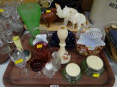 Collection of various coloured and painted glass items