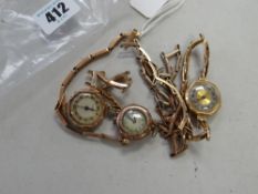 Two ladies' 9ct gold wristwatches together with a parcel of mainly 9ct gold bracelets