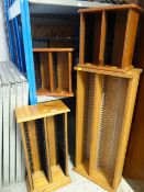 A parcel of pine CD & DVD stacking shelves together with a black ash TV stand