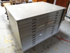 A ten-drawer draughtsman's plan chest (can be split into two sections of five drawers)