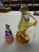 Royal Doulton figure dressing up (some damage) together with Royal Doulton figure - 'Victorian