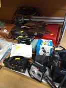 Collection of vintage camera equipment, cased binoculars etc