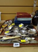 A tray of various flatware loose & boxed