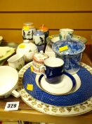 Tray of various china including boxed Spode Italian, Coalport, Minton etc