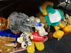 Two crates of various children's soft toys including some Disney characters