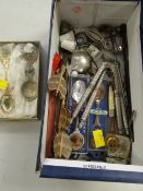 Various items including collectors spoons, hat pins, silver vesta case etc