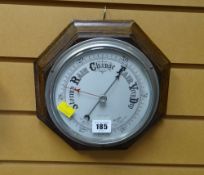 An octagonal oak barometer