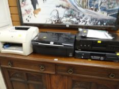 Parcel of electricals to include Epson laser printer together with a similar Hewlett Packard and a