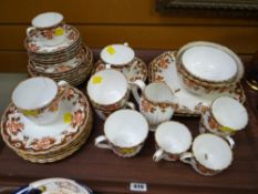 An early Copelands china teaset in a brown & gold floral pattern