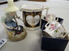 Royal Doulton figure - 'River Boy' together with a Royal Crown Derby Charles & Diana loving cup