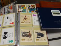 Five volumes of Royal Mail issued stamp postcards together with a Royal Mail edition of HRH The
