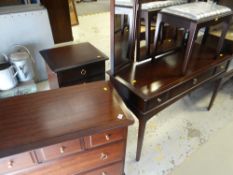 A Stag Minstrel mirrored dressing table and stool together with a small chest of drawers and small