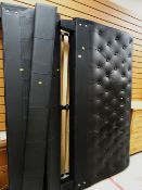 A King size black leather bed frame with button backed headboard