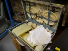 A vintage Sirram picnic hamper and contents