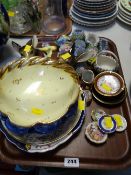 Tray of various collectables including miniature limoges plaques, continental china etc